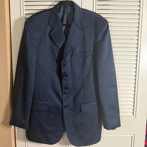Vanetti Mens Navy Blue 4 Button Blazer Suit Jacket Size 40L Formal Professional